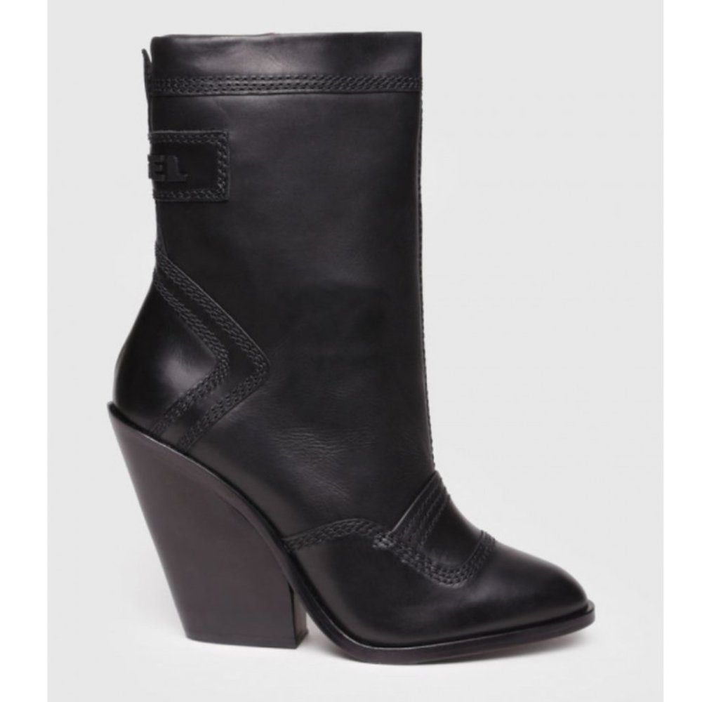 Leather Diesel boots heels Black Red